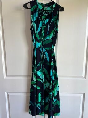 Tommy Hilfiger Navy Maxi Dress with Palm Leaf Print